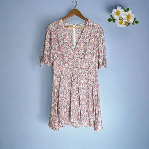 Faithful The Brand Micro Floral Print Cottage Core Dress Elastic Tie Sleeve Sz 8